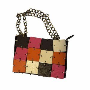 Trina Turk Color-Block Leather Clutch w/ Mirror